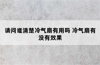 请问谁清楚冷气扇有用吗 冷气扇有没有效果